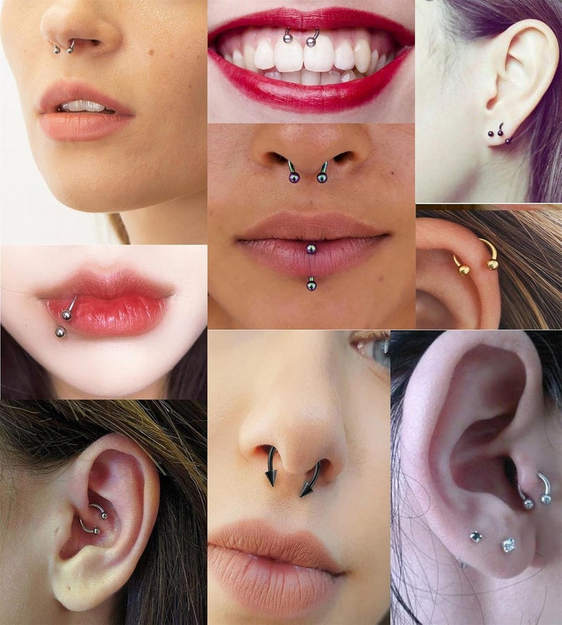 Earmark 7Pairs 6/7/8/9/10/12/14MM Surgical Steel Horseshoe Small Septum Rings Smiley Piercing Jewelry Circular Curved Barbell Piercing Hoops Set for Nose Nipple Nostril Cartilage Helix Daith Tragus Lip Eyebrow - Image 2
